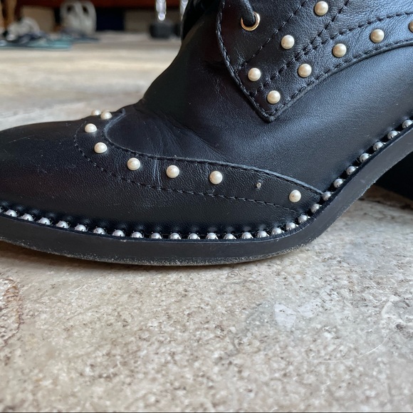 Jimmy Choo Heeled Combat Boots with Pearl Beading - Picture 6 of 7